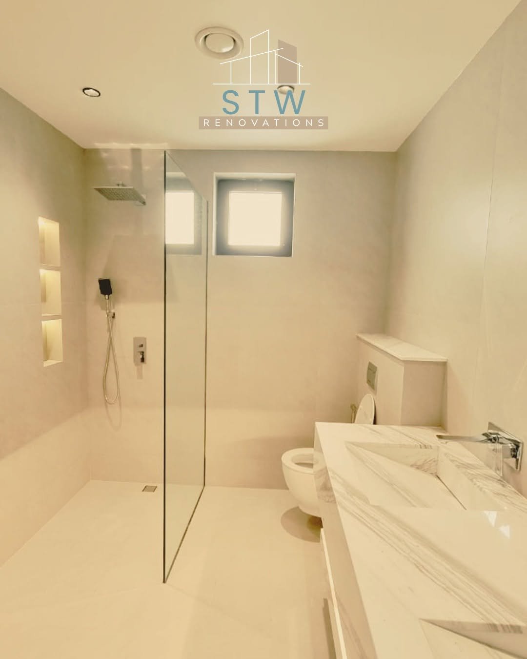 Completed bathroom renovation by STW Renovations